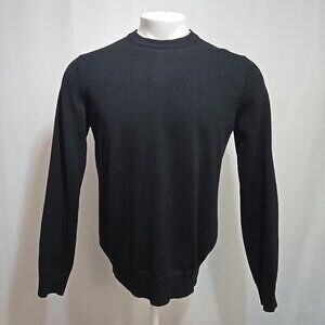 Lad By Demylee 100% Wool Sweater Mens Size Small Leather Elbow Patches Black